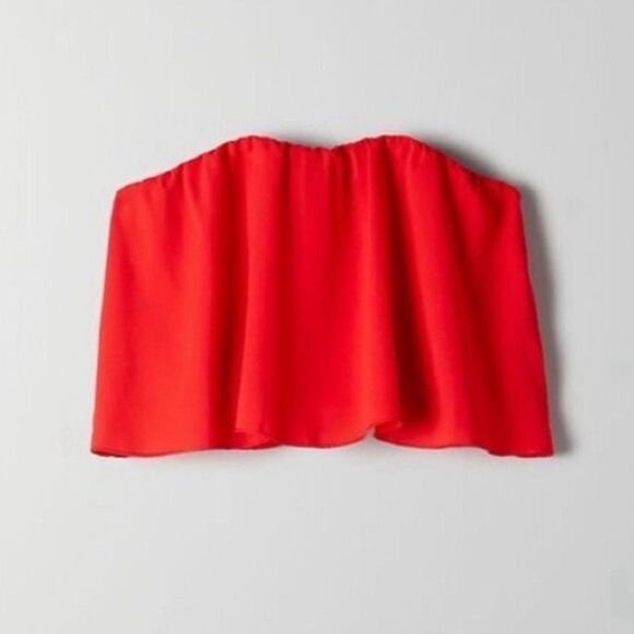NWT Aritzia Wilfred Bonaventure Red Bouncy Tube Strapless Crop Top- Size Small - Picture 1 of 10